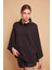 Degaje Yaka Balıkçı Yarasa Model Rahat Kesim Oversize Triko Bluz-Siyah 5