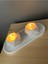 Geometrik Tealight Beton Mumluk, Oval Tabaklı Dekoratif Hediyelik Set Ham Beyaz 3