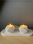 Geometrik Tealight Beton Mumluk, Oval Tabaklı Dekoratif Hediyelik Set Ham Beyaz 5