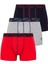 Erkek Kırmızı Gri Melanj Lacivert 3'lü Boxer 80336 1
