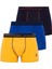 Erkek 3'lü Boxer Saks Lacivert Sarı 80178 1