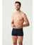 Erkek 3'lü Boxer Saks Lacivert Sarı 80178 2