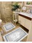 Yıkanabilir Kaymaz Pamuk Dokuma Taban Renkli Çerçeve Desenli 60X100-50X60 2'li Banyo Paspası 32 2