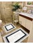 Yıkanabilir Kaymaz Pamuk Dokuma Taban Gri Siyah Çerçeve Desenli 60X100-50X60 2'li Banyo Paspası 34 2