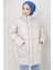 Oversize Torba Cep Şişme Mont Ekru HM2317 3