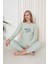 Fwn 4006 Interlok Kışlık Bulut Desenli Kadın Pijama Takımı 3