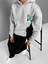 Oversize Butterfly Baskılı Hoodie Gri 2