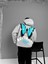 Oversize Butterfly Baskılı Hoodie Gri 3