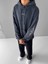Oversize Hell Of Fire Baskılı Hoodie Antrasit 1