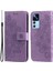 Xiaomi 12T 5g/redmi K50 Ultra 5G/12T Pro 5g Stand Cüzdan Pu Deri Kılıf Çiçeği Baskı Anti Kıvlatıcı Telefon Kapağı Strap-Purple ile (Yurt Dışından) 1