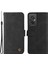 Xiaomi Redmi Için 11 Prime 4g Pu Deri Deri Flip Cüzdan Telefon Kılıfı Stand Özellik Ağaç Desen Metal Düğmesi Dekor Çizgileri Baskılı Strap-Black ile Cilt Touch Kapağı (Yurt Dışından) 1