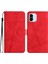 Xiaomi Için Redmi A1 4g/a2 4g Cilt Touch Hisses Retro Pu Deri Cep Telefon Kılıf Cüzdan Dikiş Hattı Dekor Telefon Kapak-Kırmızı (Yurt Dışından) 1