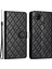 Xiaomi Için Redmi 10A Pu Deri Deri Stand Kapağı Dikiş Hattı Rhombus Cüzdan Telefon Kılıfı Black (Yurt Dışından) 1