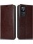 Xiaomi 12T 5G/12T Pro 5g/redmi K50 Ultra Telefon Kılıfı Çılgın At Dokusu Orijinal Inek Deri Stand Cüzdan Kapak-Dark Brown (Yurt Dışından) 1