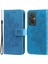 Xiaomi Redmi Için 11 Prime 4g Çiçek Baskı Pu Deri Kılıf Manyetik Toka Standı Cüzdan Şok Geçirmez Telefon Kapağı Strap-Mavi ile (Yurt Dışından) 1