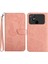 Xiaomi Için Poco C40 4g Kelebek Çiçekleri Baskıda Baskı Telefon Kılıfı Anti-Chock Cilt Touch Pu Deri Stand Cüzdan Kabuğu Strap-Pink ile (Yurt Dışından) 1