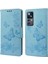 Xiaomi Için 12T 5g/redmi K50 Ultra 5g Kelebekler Çiçek Dışında Şok Geçirmez Cüzdan Kılıfı Pu Deri Deri Stand Manyetik Kapanma Flip Folio Telefon Kapak Blue (Yurt Dışından) 1