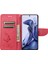 Xiaomi Poco X4 Pro 5g Pu Deri Kelebek Çiçeği Baskılı Stand Flip Cover Tpu Iç Kabuk Şok Geçirmez Koruyucu Cüzdan Telefon Kılıfı Kayış-Kırmızı ile (Yurt Dışından) 2