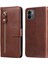 Xiaomi Için Redmi A1 4g/a2 4g Pu Deri Fermuar Cep Stand Telefon Kılıf Buzağı Dokusu Tam Koruma Cüzdan Iç Tpu Kapak-Kahverengi (Yurt Dışından) 1