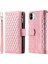 Xiaomi Redmi A1 4g Için Şok Geçirmez Telefon Kılıfı, Stil Manyetik Çanta Rhombus Baskılı Fermuar Cep Flip Deri Deri Cüzdan Stand Kapağı Bilek Kayış Rose Altın (Yurt Dışından) 1