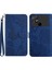 Xiaomi Için Poco C40 4g Kelebek Çiçekleri Baskıda Baskı Telefon Kılıf Anti-Chock Cilt Touch Pu Deri Stand Cüzdan Kabuğu Strap-Mavi (Yurt Dışından) 1