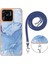 Xiaomi Redmi 10C 4g Mermer Desen Ince Kılıf Elektraplatma 2.0mm Tpu Telefon Kapağı Lanyard-Blue (Yurt Dışından) 4
