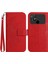 Xiaomi Için Poco C40 4g HT04 Baskılı Ayçiçeği Pu Deri Flip Kılıf Cüzdan Stili Cilt Dokunma Şok Geçirmez Folio Stand Kapağı Bilek Kayış-Kırmızı (Yurt Dışından) 1