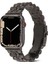 Apple Watch 9 41MM Kordon Mat Parlak Şerit Bakla Desenli KRD54 Siyah 2