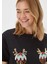 Pamuk Siyah Noel Temalı Payetli Kadın T-Shırt 2