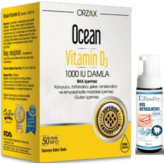 Orzax Ocean Vitamin D3 1000 Iu Damla 50 Ml Diş Beyazlatıcı Fiyatı