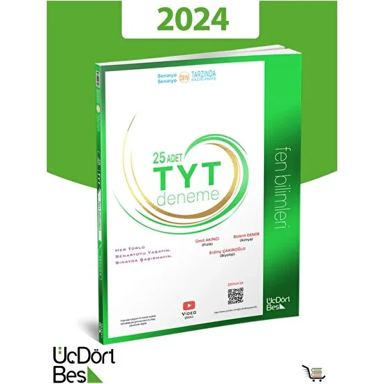 ÜçDörtBeş Yayınları 345-2024 Model-TYT 25'li Fen Bilimleri Denemesi
