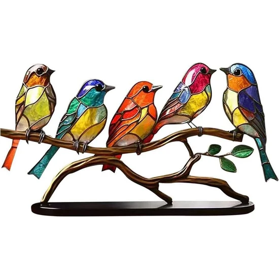 Sunshinee Dalda Lekeli Kuş Masaüstü Süsleri, Çok Renkli Kuş Lekeli Metal Masa Süsü, Lekeli Demir Süsü (Yurt Dışından)