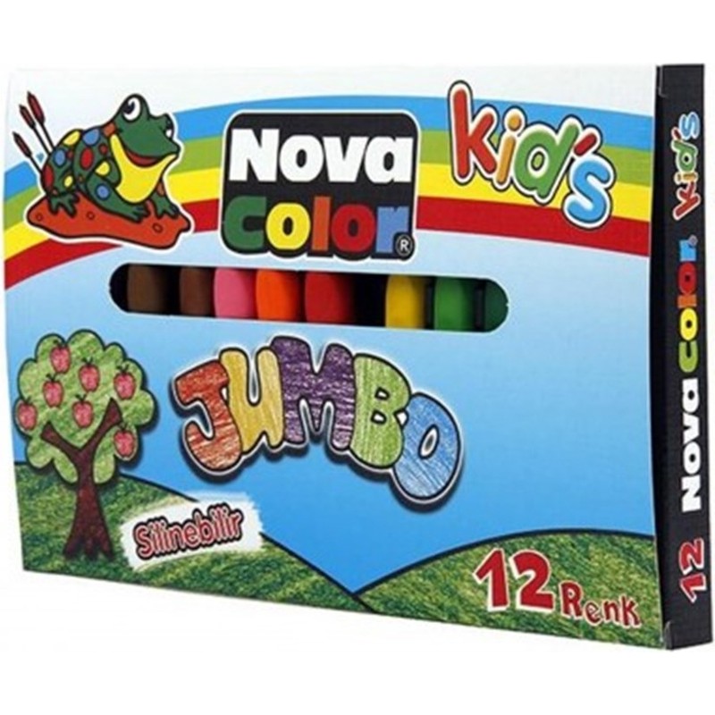 Nova Color Jumbo Mum Boya Seti 12 Renkli Silinebilir Çocuk Kırtasiye Malzemesi