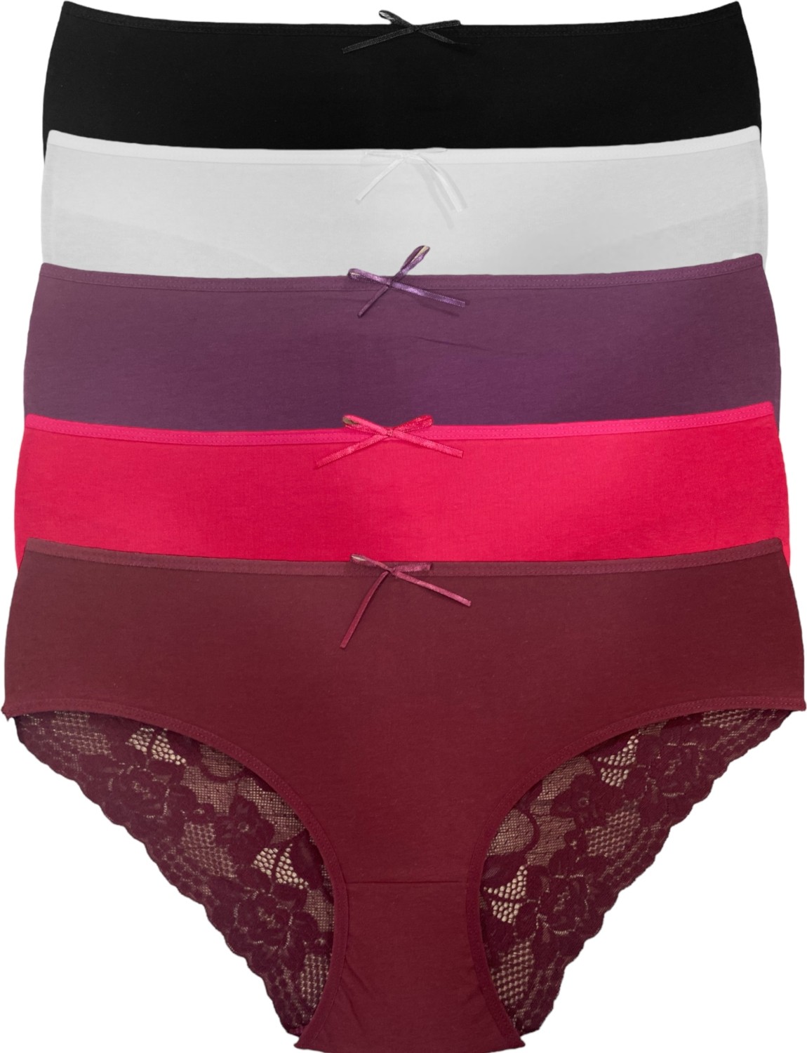 Miss Blue Moon Arka Baklava Kesim Dantelli Bato 2'li Külot Siyah/beyaz 5660
