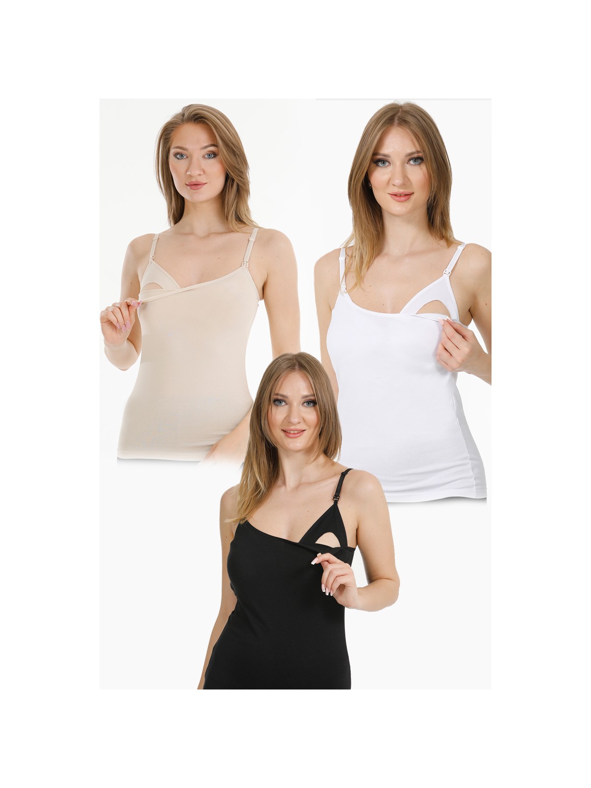 Parlingerie 3lü Hamile Emzirme Atleti Siyah-Beyaz-Ten