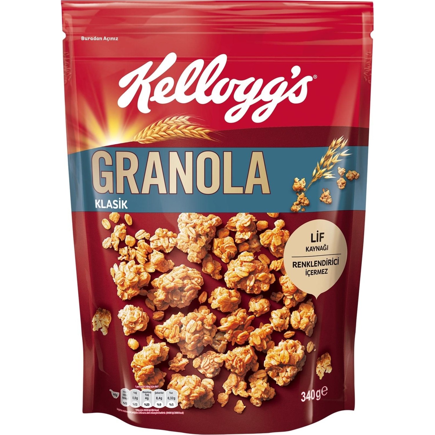 Kellogg's Granola Klasik 340 Gr x 3 Adet,56 Yulaf içerir, Fiyatı