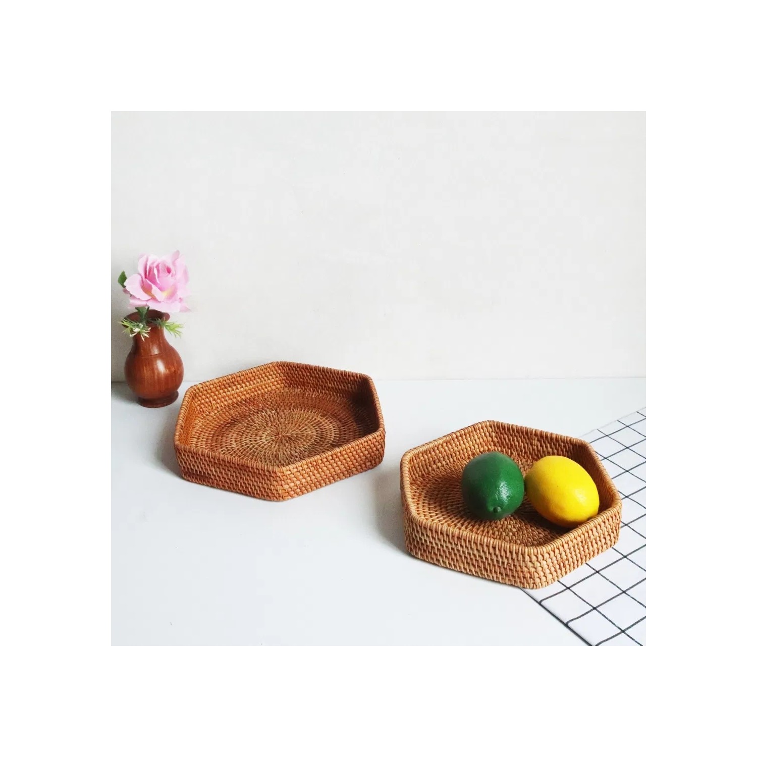 Farah Rattan 2'li Set - El Yapımı Altıgen Rattan Düzenleyici Fiyatı