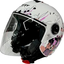 Sway 715 Iris White Pink Motosiklet Kaskı Yarım