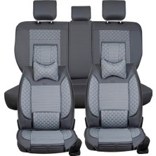 Asya Seat Ateca Uyumlu Yarı Deri Oto Koltuk Kılıfı Ön/arka Tam Set (Aqua Seri) Füme