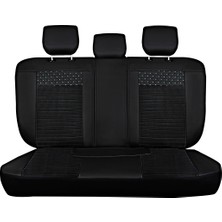 Asya seat Leon Uyumlu Yarı Deri Oto Koltuk Kılıfı Ön/arka Tam Set (Aqua Seri) Siyah-Beyaz