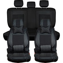 Asya seat Leon Uyumlu Yarı Deri Oto Koltuk Kılıfı Ön/arka Tam Set (Aqua Seri) Siyah-Beyaz