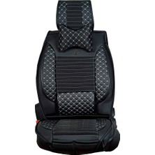 Asya seat Leon Uyumlu Yarı Deri Oto Koltuk Kılıfı Ön/arka Tam Set (Aqua Seri) Siyah-Beyaz