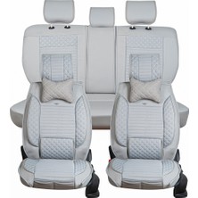 Asya seat Leon Uyumlu Yarı Deri Oto Koltuk Kılıfı Ön/arka Tam Set (Aqua Seri) Gri