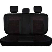 Asya Seat Arona Uyumlu Yarı Deri Oto Koltuk Kılıfı Ön/arka Tam Set (Aqua Seri) Siyah-Kırmızı