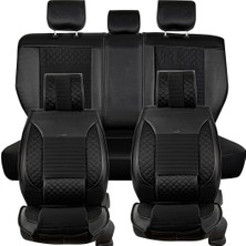 Asya Seat Ateca Uyumlu Yarı Deri Oto Koltuk Kılıfı Ön/arka Tam Set (Aqua Seri) Siyah