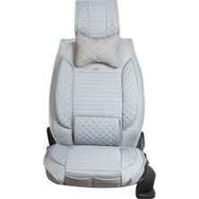 Asya Seat Ateca Uyumlu Yarı Deri Oto Koltuk Kılıfı Ön/arka Tam Set (Aqua Seri) Gri