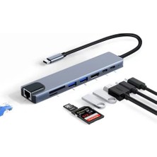 Foxyn Fxn-01 Type-C™ To 4K HDMI Type-C USB 3.0 Ethernet Pd Sd 8ın1 Macbook Çevirici Hub Adaptör