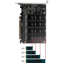 Talent PCIEX16 Nvme M2 Mkey SSD Raıd Dizisi Genişletme Adaptör Kartı Anakart Pcıe Bölünmüş Kart (Yurt Dışından)