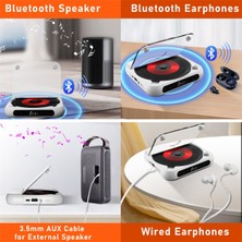 Talent Taşınabilir CD Çalar Bluetooth Hoparlör,led Ekran, Stereo Çalar, Fm Radyolu Duvara Monte Edilebilir CD Müzik Çalar-Siyah (Yurt Dışından)