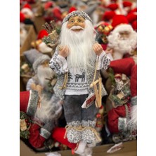 Padilon Yılbaşı Süsü Noel Baba Biblo Figür Büyük Boy 45 cm Gri